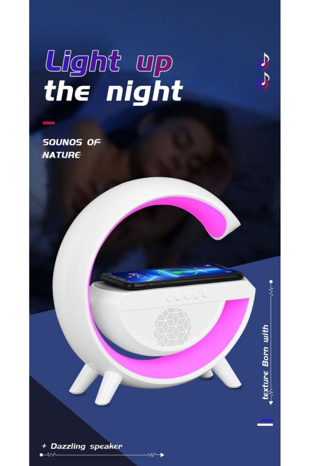 BT2301 LED WIRELESS ŞARJ ÖZELLİKLİ MASA LAMBASI KABLOSUZ GECE LAMBASI BLUETOOTH HOPARLÖR