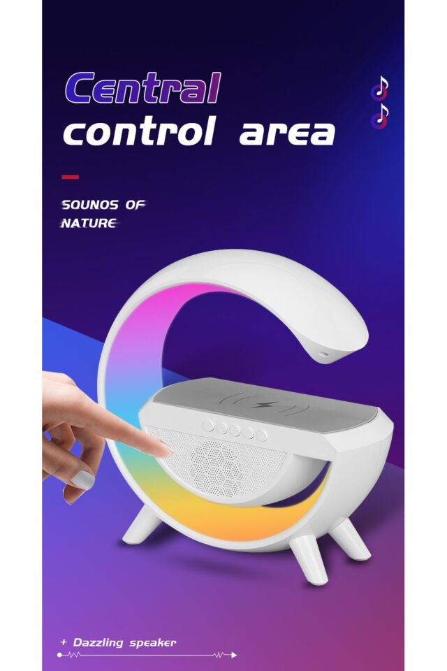 BT2301 LED WIRELESS ŞARJ ÖZELLİKLİ MASA LAMBASI KABLOSUZ GECE LAMBASI BLUETOOTH HOPARLÖR