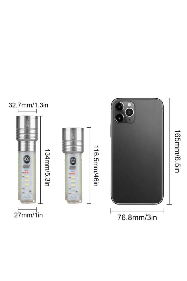 Kamp 1500 Lümen Ultra Güçlü Fener Şeffaf Usb Şarjlı Çok Fonksiyonlu Çakarlı Şarj edilebilir Turuncu