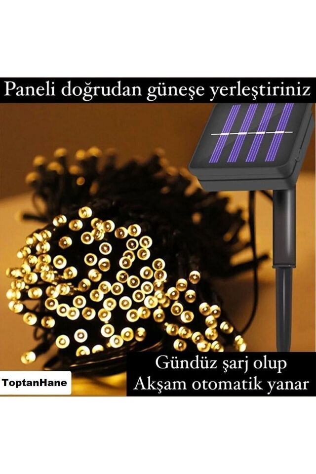 Solar Güneş Enerjili Dış Mekan Bahçe 8 Modlu 12 Metre 100 Led Gün Işığı Aydınlatma