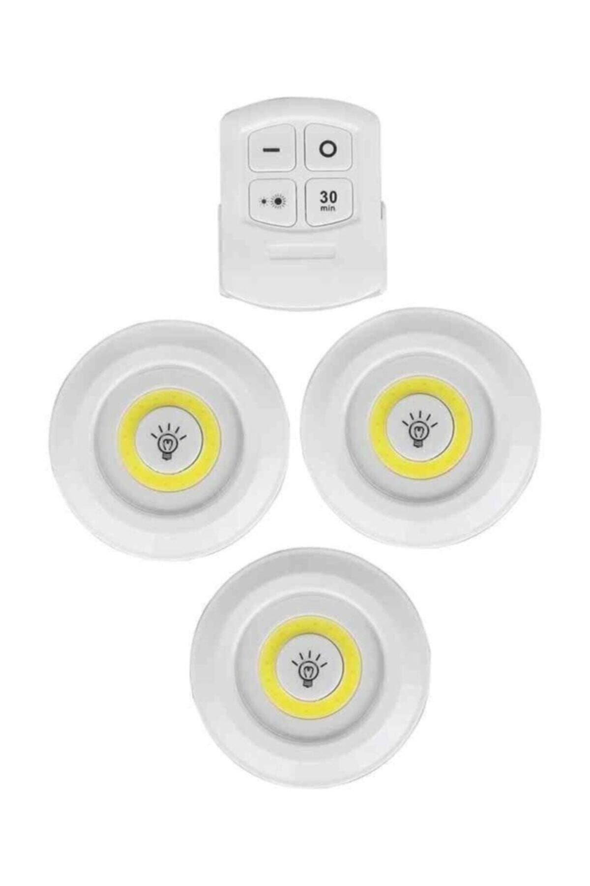 Enerji Tasarrufu 3'lü Pilli Led Light Uzaktan Kumandalı Dolap Içi Yapışkanlı Led Ampul