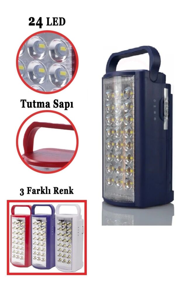 24 Led Ultra Güçlü Şarjlı Işıldak Powerbank El Feneri Kamp Masa Kafa Avcı Piknik Çadır Lambası