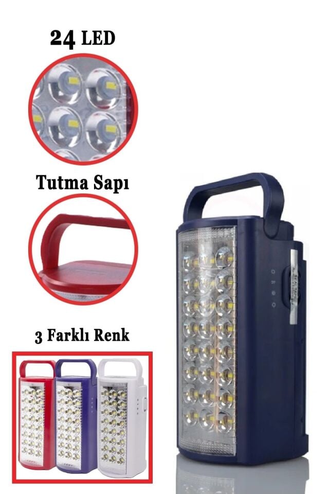 24 Led Ultra Güçlü Şarjlı Işıldak Powerbank El Feneri Kamp Masa Kafa Avcı Piknik Çadır Lambası