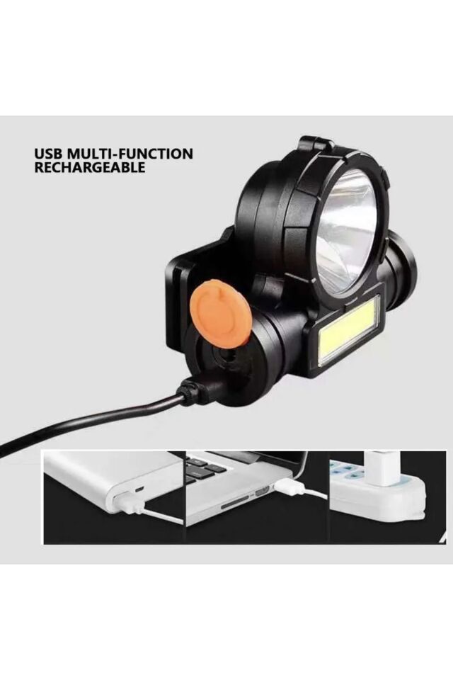 far su geçirmez COB fener kafa lambası USB şarj edilebilir 18650 far lambası balıkçılık meşale
