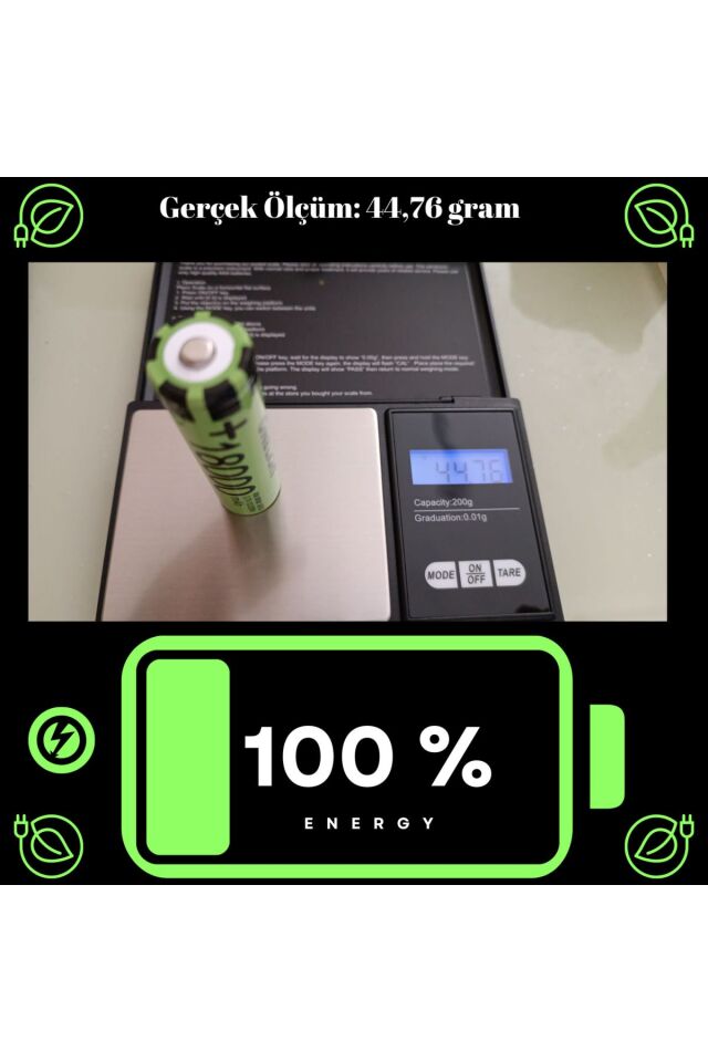 18650 Pil 18000 Mah 3,7v 13,32 Wh Şarjlı Lion Pil Yeni Üretim Kaliteli Tasarım (2 ADET)