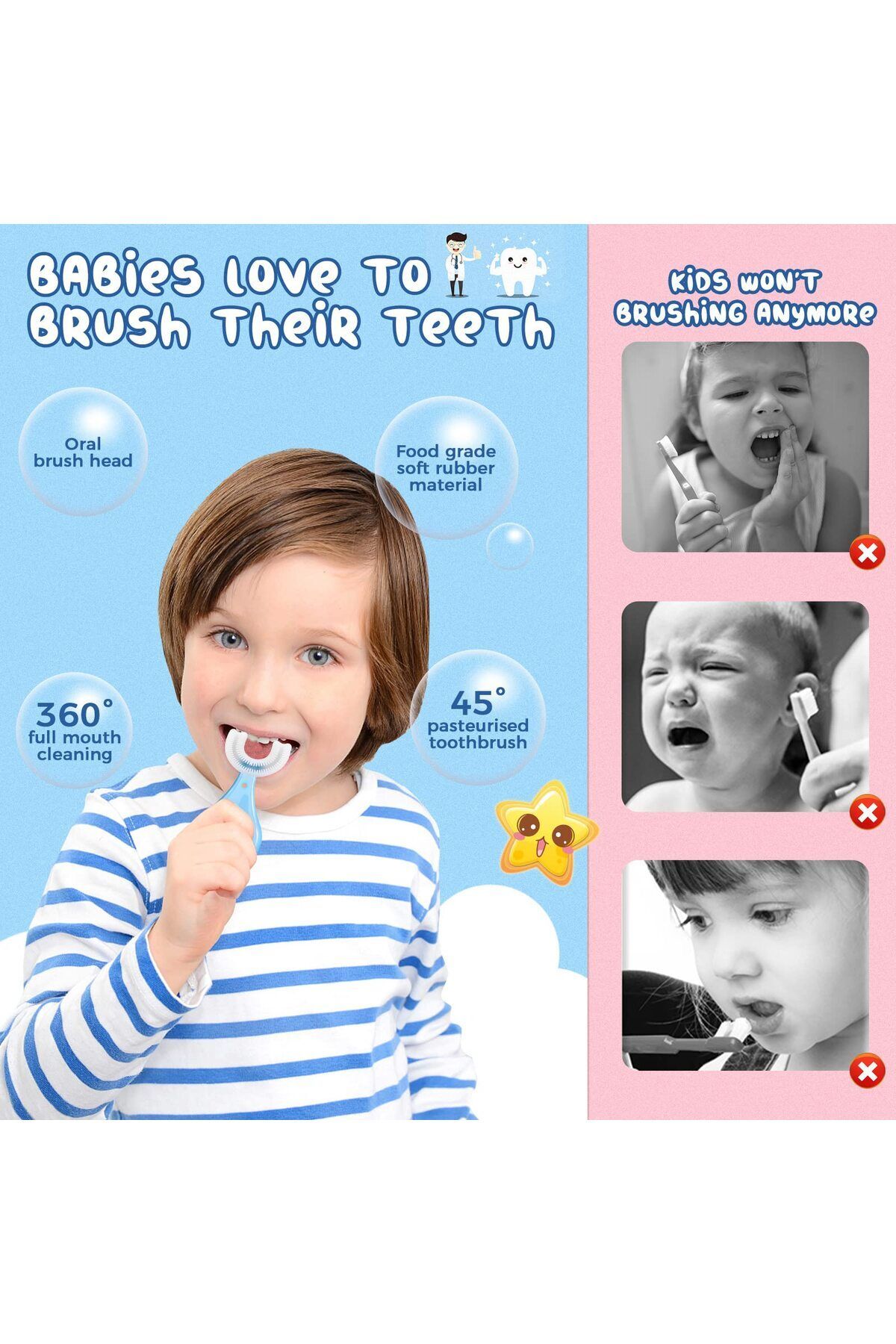 Bebek Çocuk Diş Fırçası Eğlenceli Fırça Kolay Pratik Silikon U Fırça Yeni Model Yeni Trend