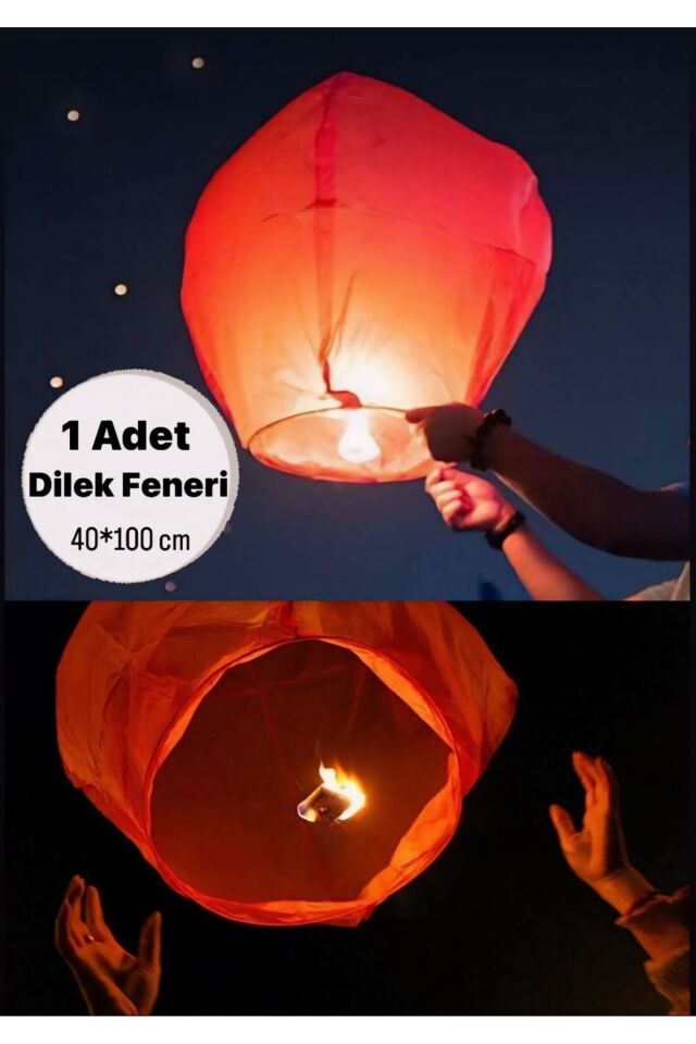 1 Adet Dilek Feneri /Düğün,Nişan Özel Gün İçin Kolay Açılabilen Mumlu Gece Gökyüzü Uçan Dilek Balonu