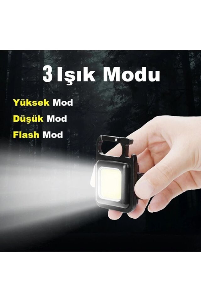 Mini Led El Feneri , Karabinalı, Mıknatıslı , Su Geçirmez , Şişe Açacaklı , Şarjlı 800mah