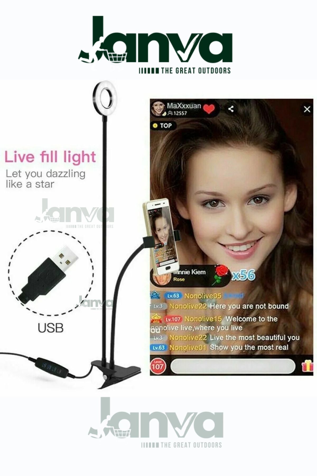 Youtuber Light Stüdyo Işığı Akrobat Selfie Led Masa Lambası Tripod video çekme standı