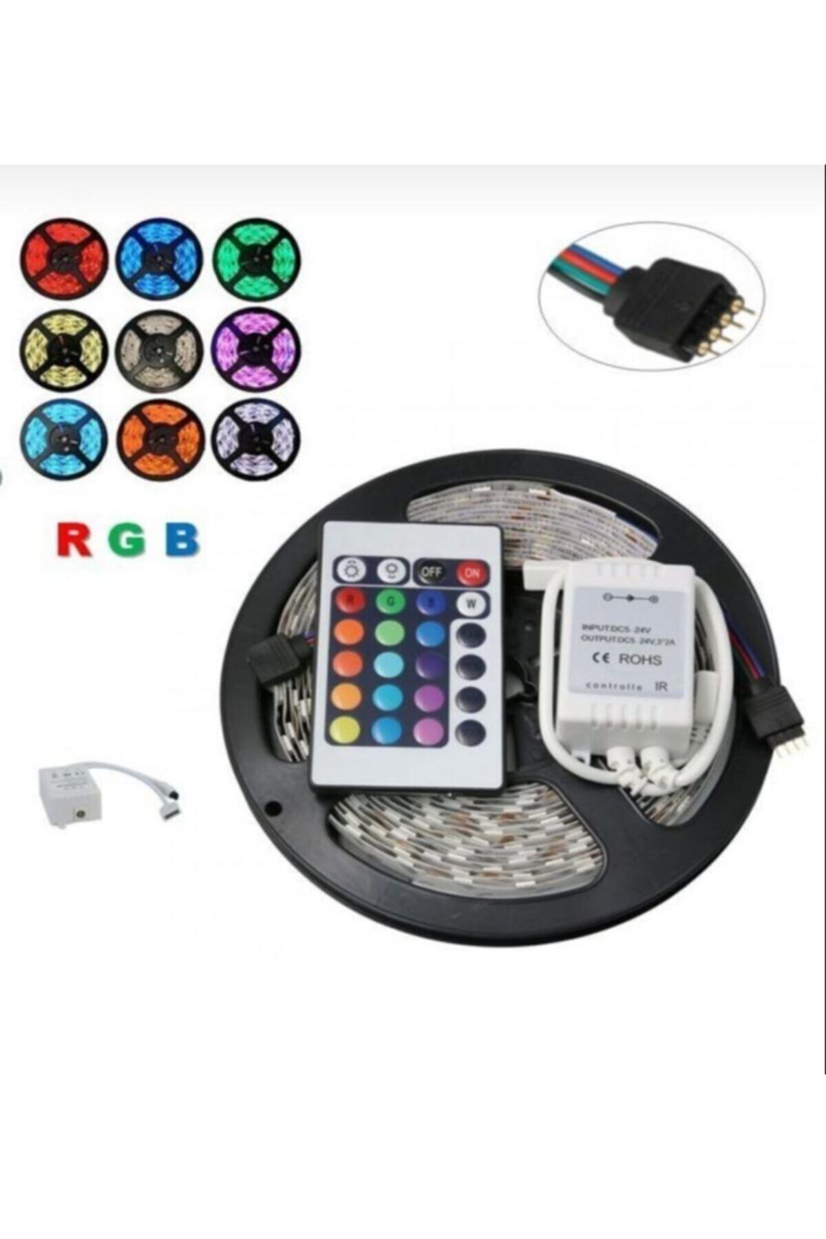 Animasyonlu Tak Çalıştır Kumandalı Trafolu Rgb Şerit Işık Aydınlatma 5 Metre