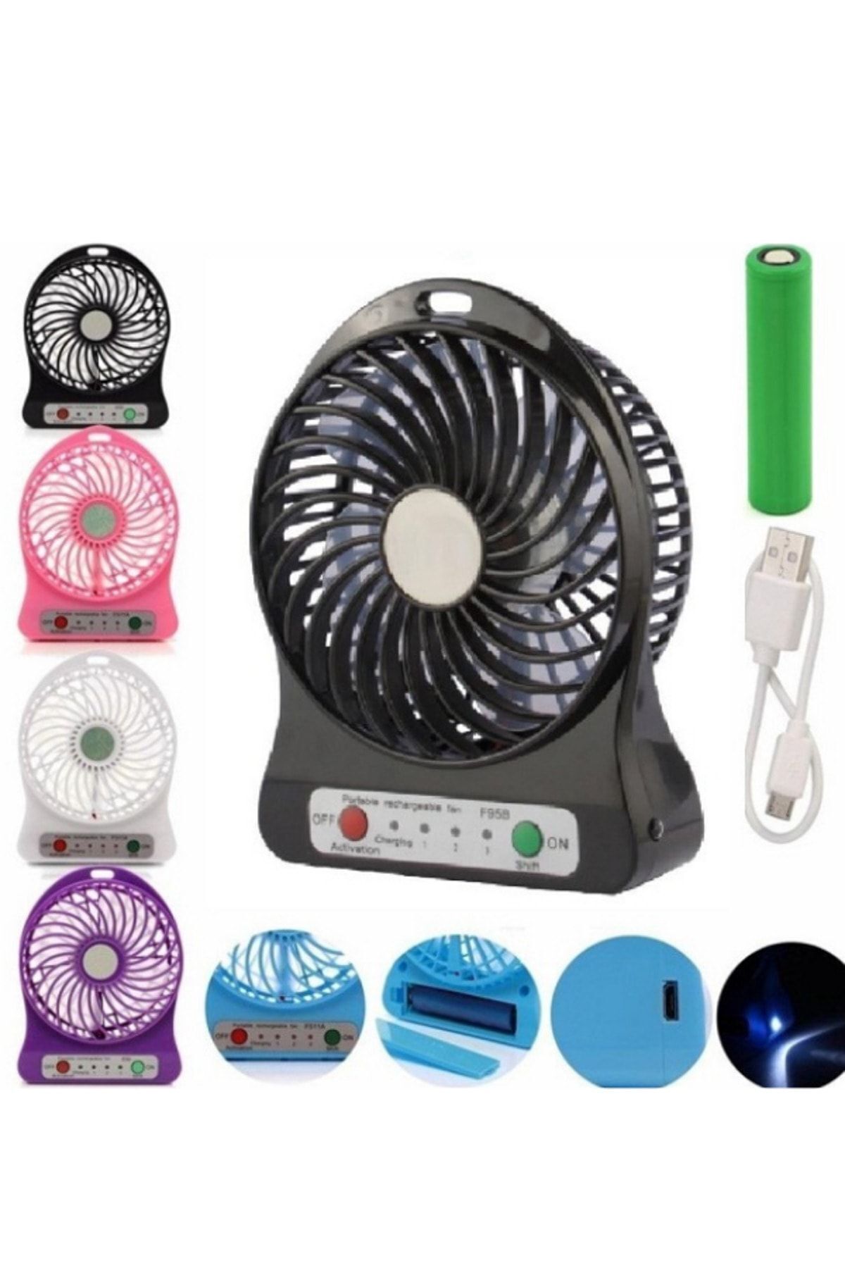 Masaüstü Taşınabilir Pilli Şarjlı Vantilatör Usb Fan