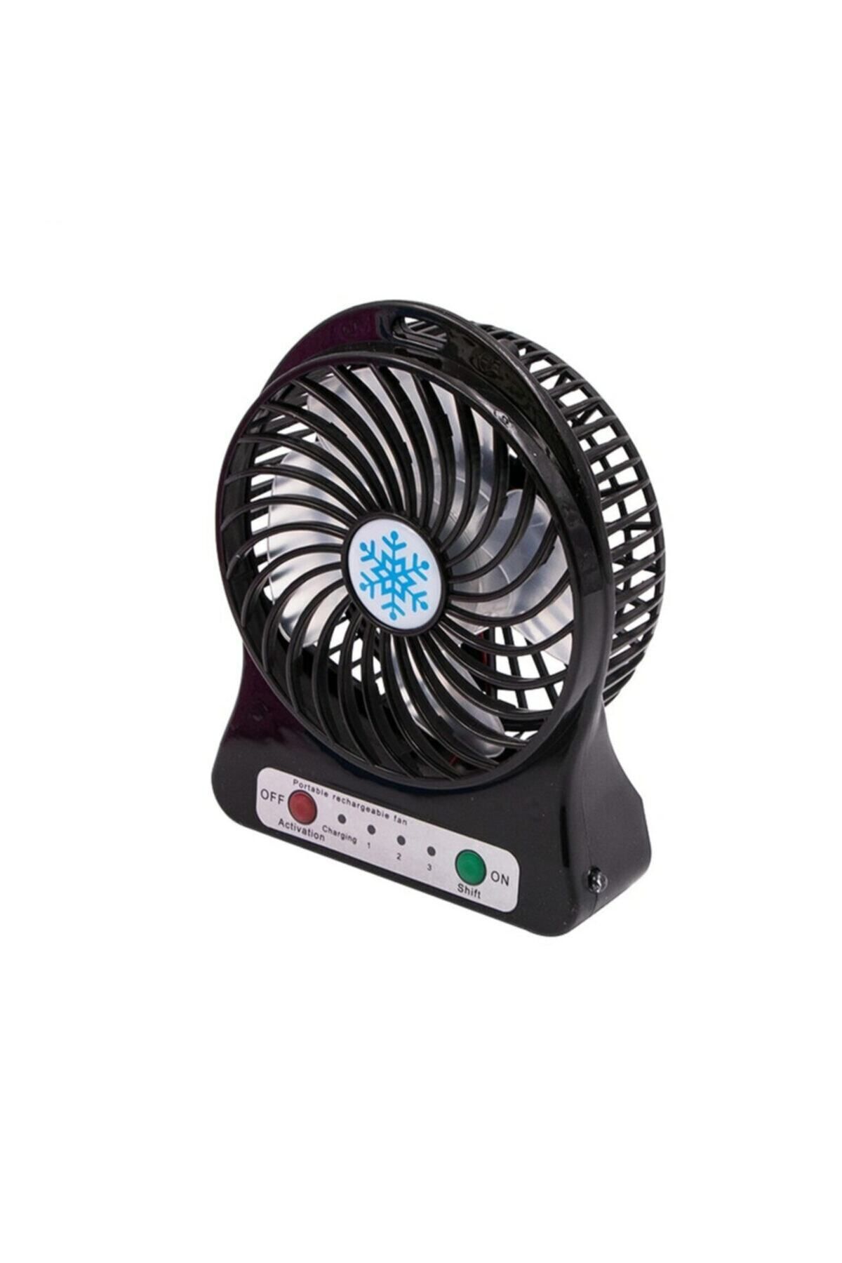 Mini Şarjlı Fan Vantilatör Masaüstü 3 Kademeli Soğutucu Sessiz Vantilatör Fan Siyah