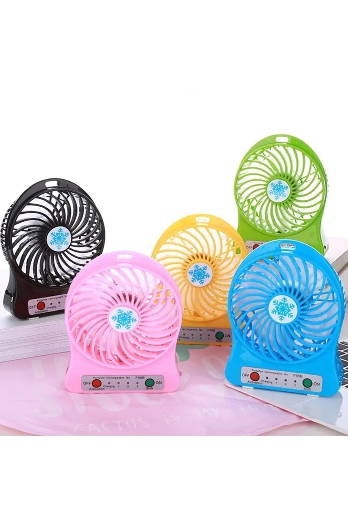 Şarjlı Vantilatör Mini Masaüstü El Fan Taşınabilir 3 Kademeli Usb