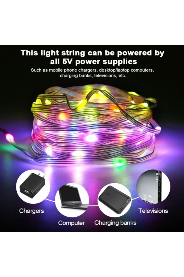 10 mt Akıllı Led Işık Bluetooth Telefon Kontrolü Su Geçirmez Sese Duyarlı Ev Bahçe Aydınlatma Süsü