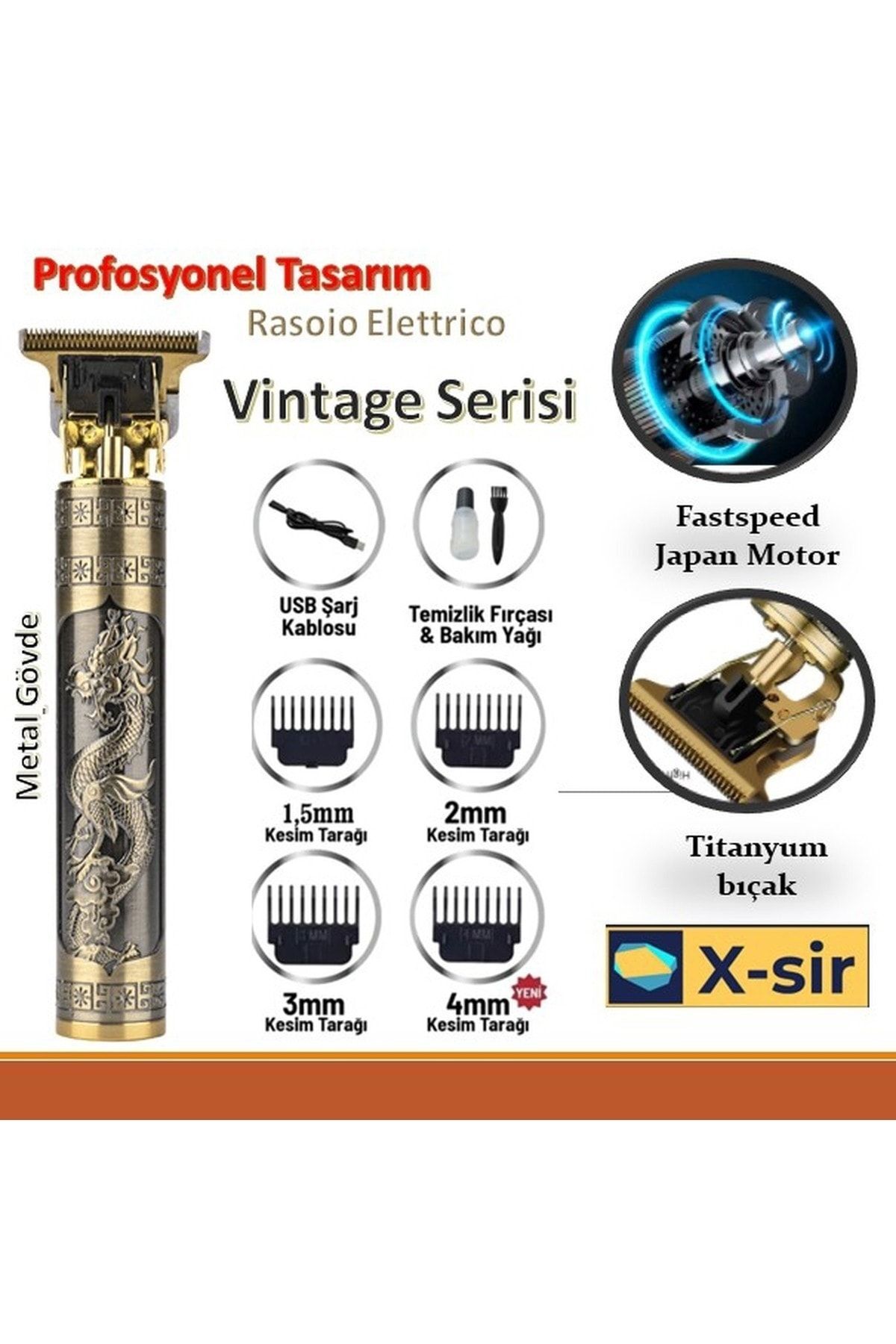 Profesyonel T-bıçak Ense Sakal Çizim Tıraş Makinesi