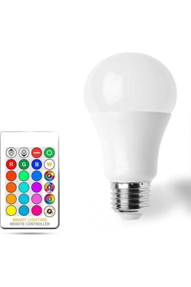 Led Ampul Lamba Işıklı Duy Avize Iç-dış Mekan Çoklu 9 Renk Kumandalı Set Tak Çalıştır 24 Tuşlu 9w