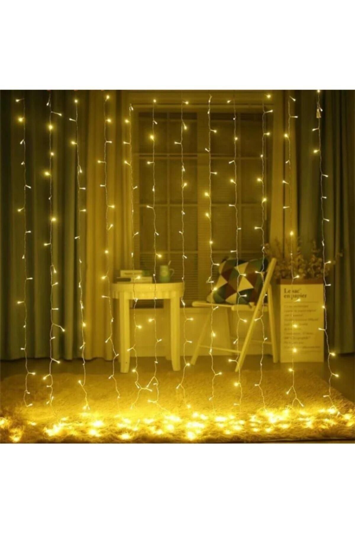 3x2 Metre Perde Led Animasyonlu 12 Saçaklı 240 Ledli Fişli 8 Fonksiyonlu