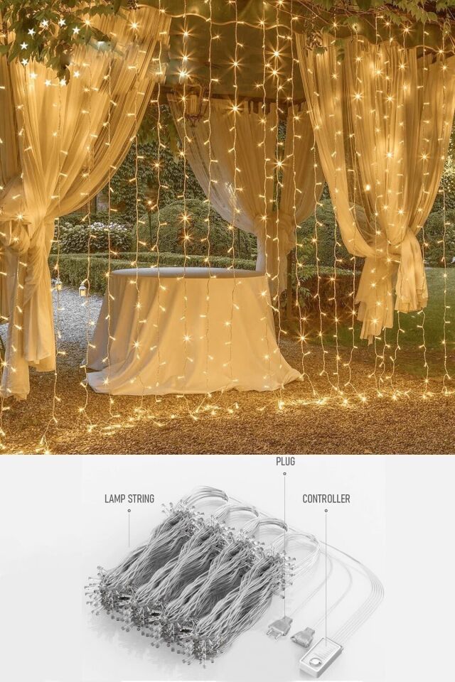 3x3 Metre Perde Led Animasyonlu 12 Saçaklı 300 Ledli Fişli Eklenebilir 8 Fonksiyonlu