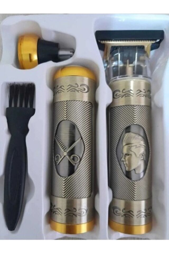 Profosyonel Tıraş Makinesi 2 makine 3 başlık Sakal Yanak Burun T Bıçak Ense Çizim Epilasyon Öncesi