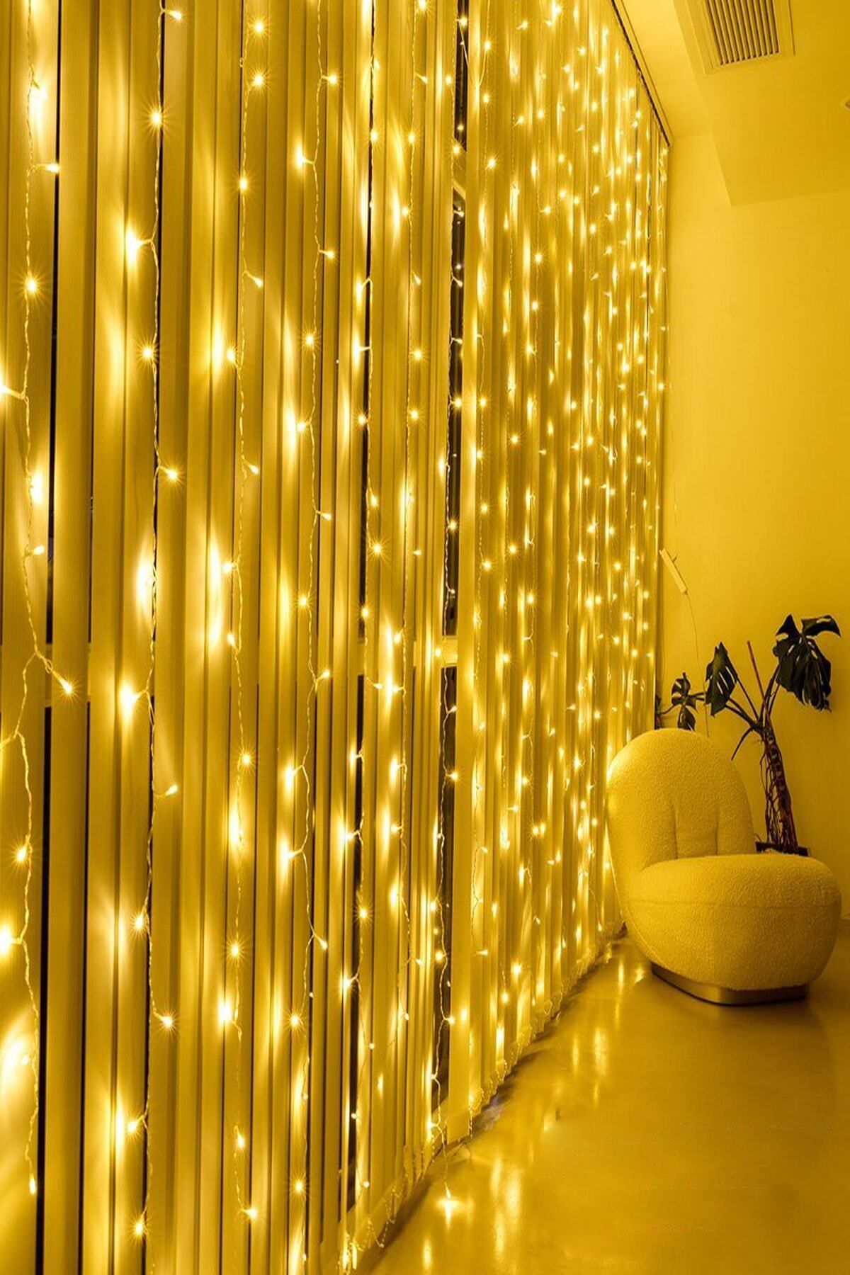 3x3 Metre Perde Led Animasyonlu 12 Saçaklı 300 Ledli Fişli Eklenebilir 8 Fonksiyonlu