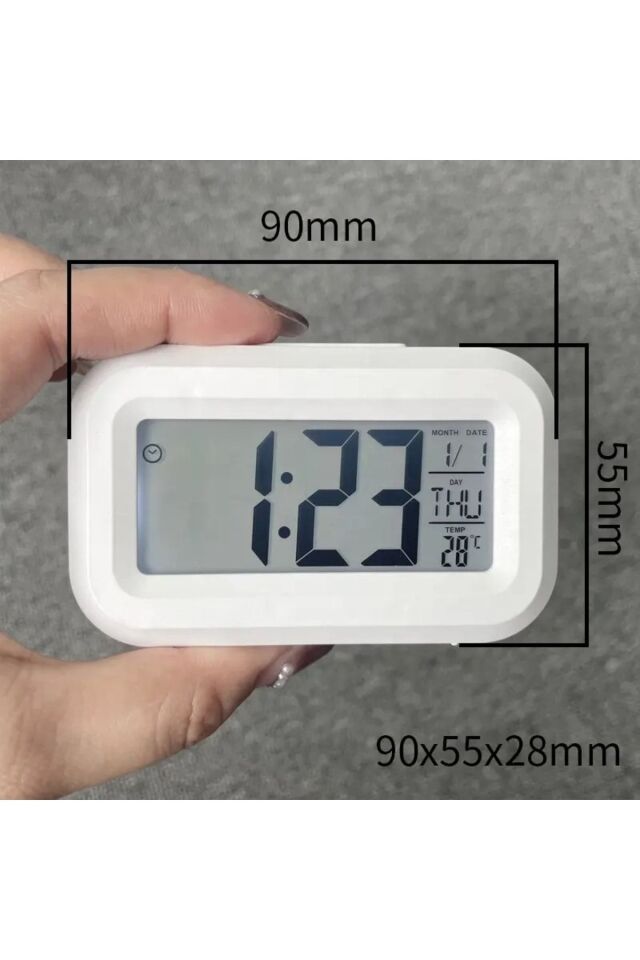 Akıllı Masa Mutfak Ders Çalışma Saati Dijital Termometreli Sıcaklık Ölçer Takvim Alarm