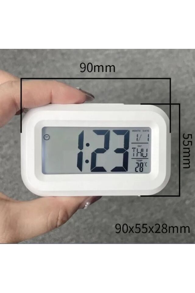Akıllı Masa Mutfak Ders Çalışma Saati Dijital Termometreli Sıcaklık Ölçer Takvim Alarm