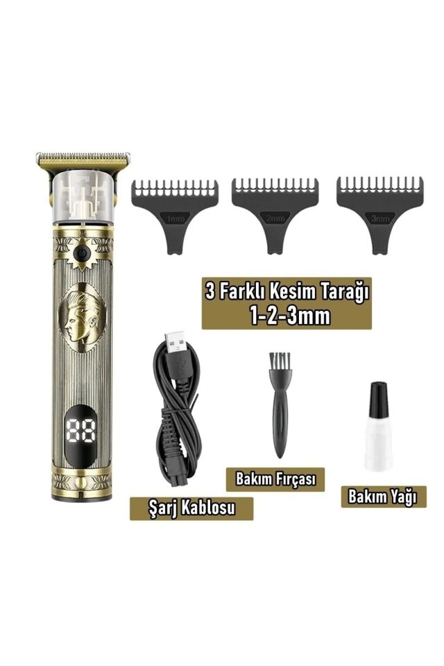Jv-1802t Model Lcd Ekran Lazer Epilasyon Öncesi Vücut Kılı Traş Saç Ense Sakal Çizim Tıraş Makinesi