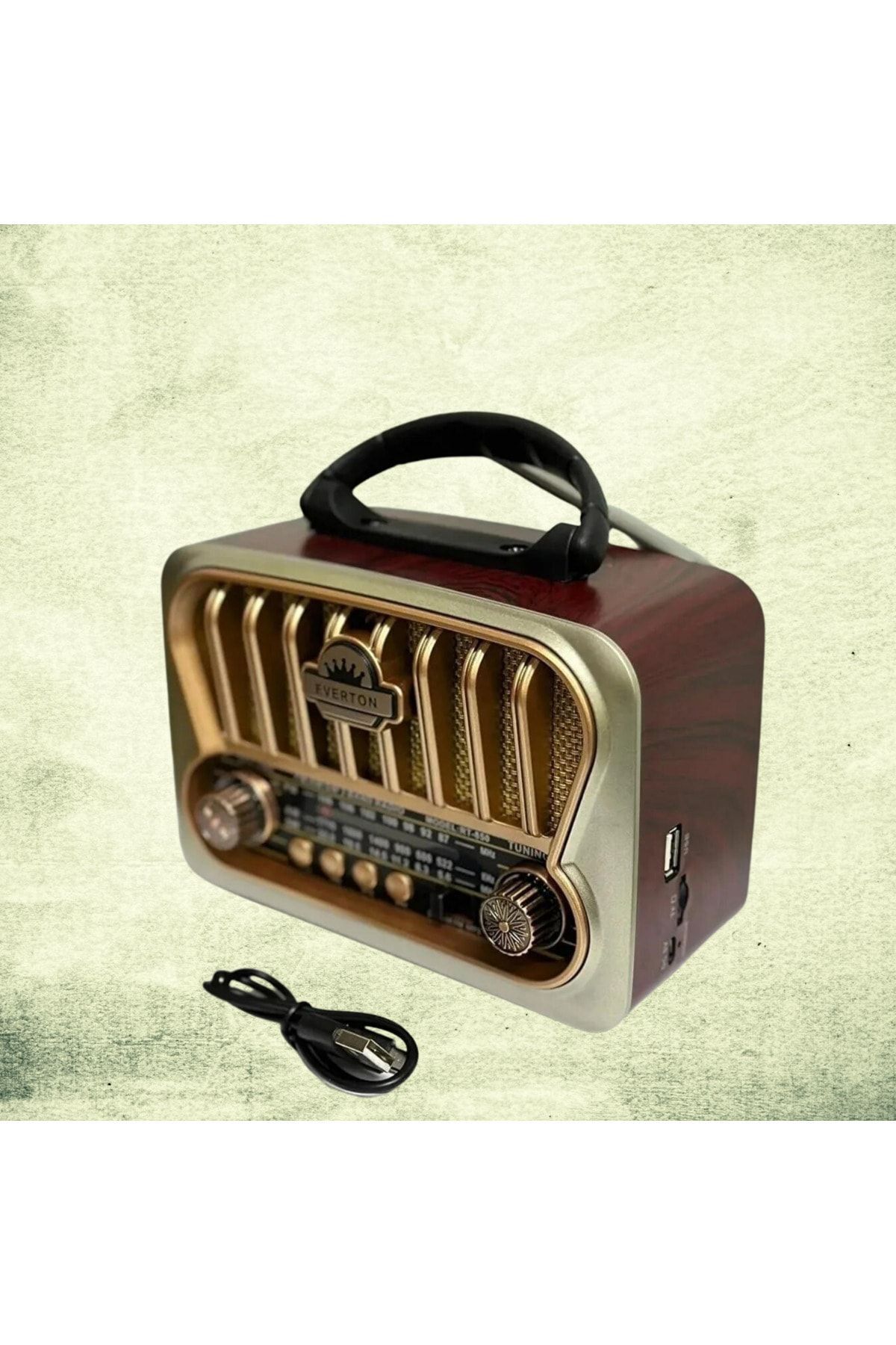 Nostaljij Radyo Full Özellikli Şarjlı Lityum Pil Güneş Enerji ile şarj Usb- Sd girişi - Bluetooth