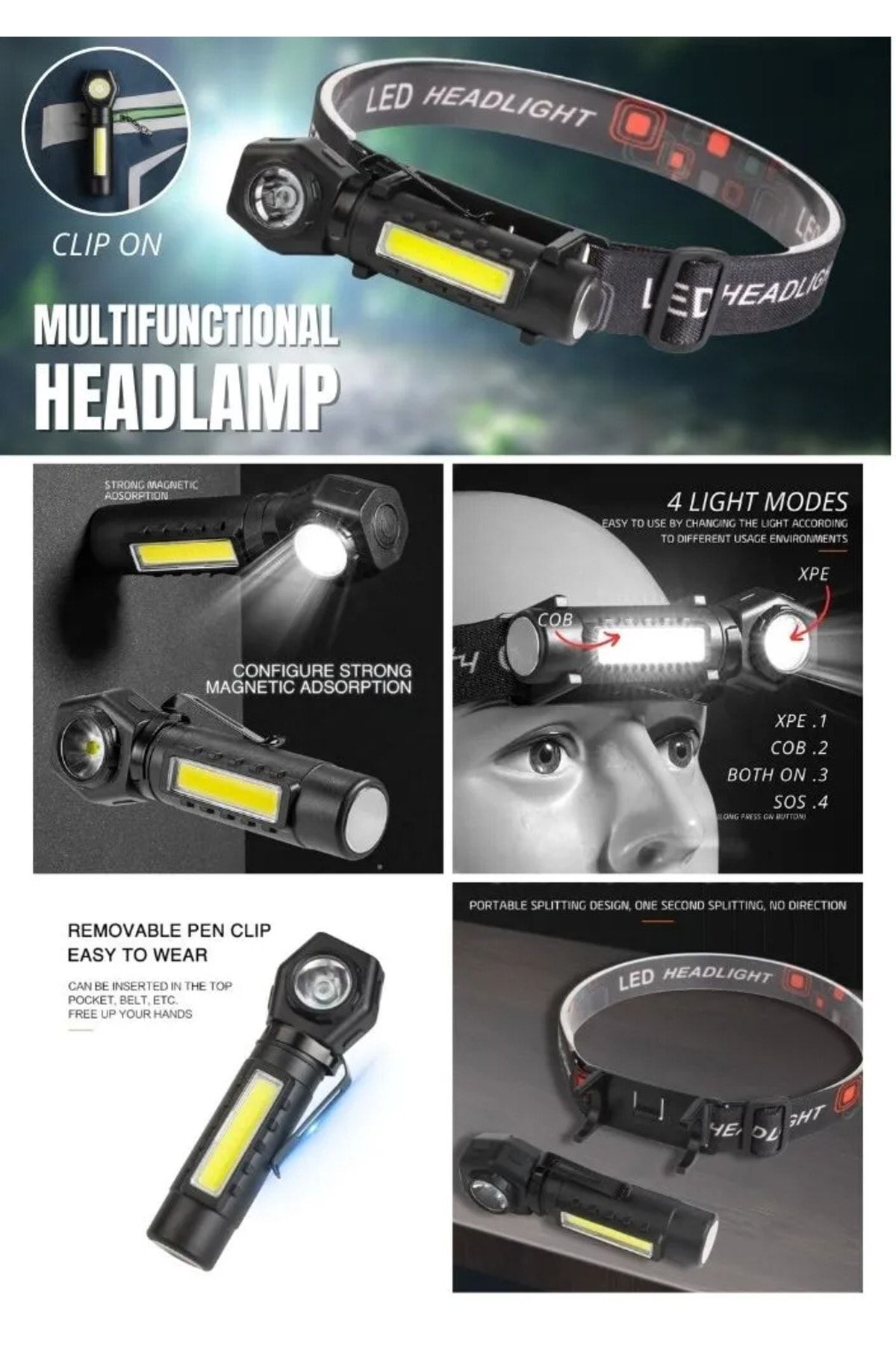 headlamp kafa lambası mıknatıslı profesyonel