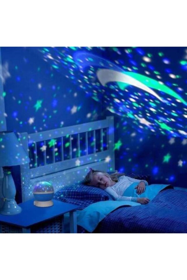 Star Master Mavi Renkli Yıldızlı Gökyüzü Projeksiyon Gece Lambası Motorlu Dönen
