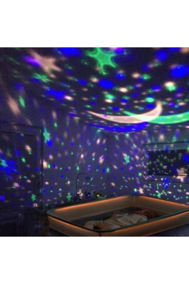 Star Master Mavi Renkli Yıldızlı Gökyüzü Projeksiyon Gece Lambası Motorlu Dönen