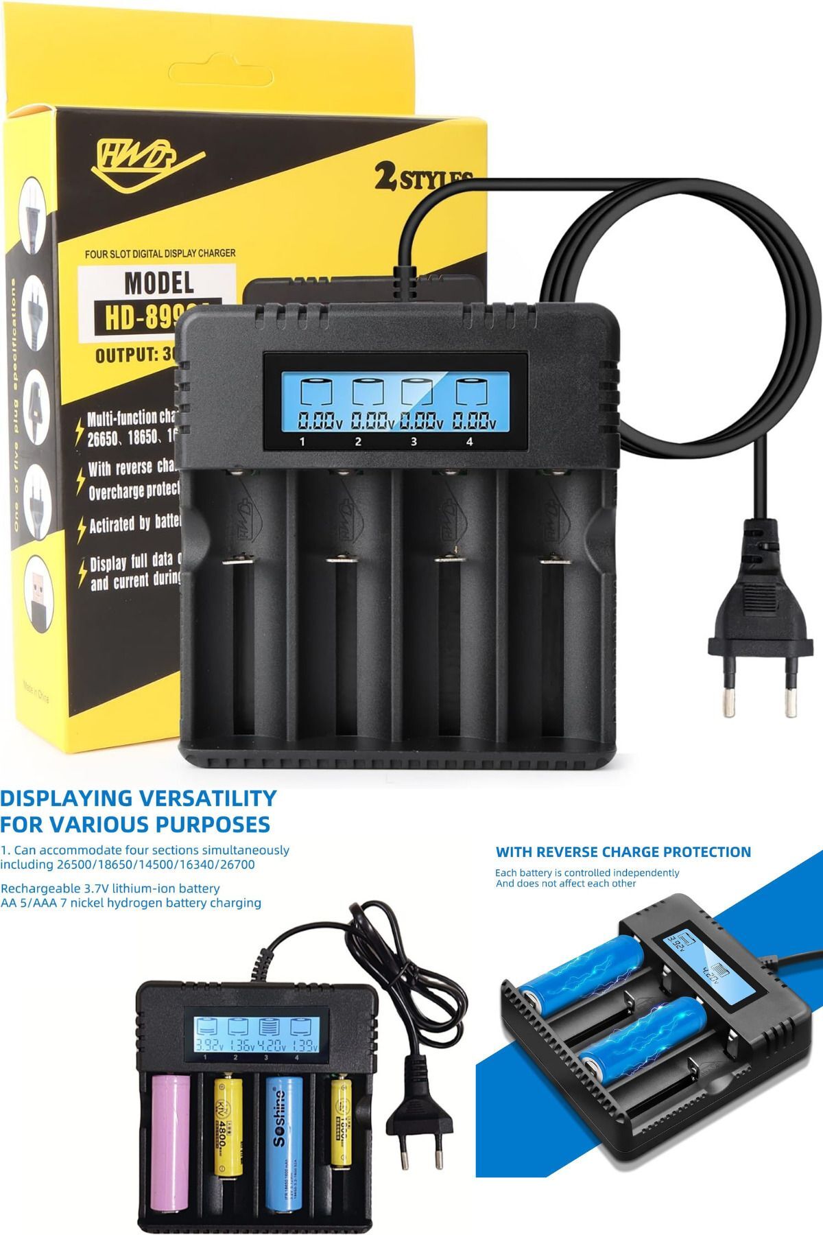 Pil Şarj Cihazı  3.7V 26500/18650/14500/16340/26700 Li-ion