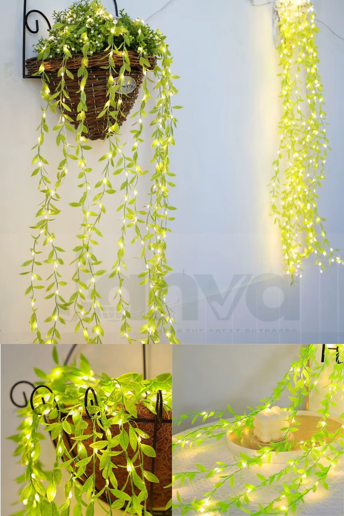 Dekoratif Yapraklı Led Işık 3x1 Metre 180 Led 220V Fişli 3 Modlu Ambiyans Aydınlatma Süs & Dekor Led