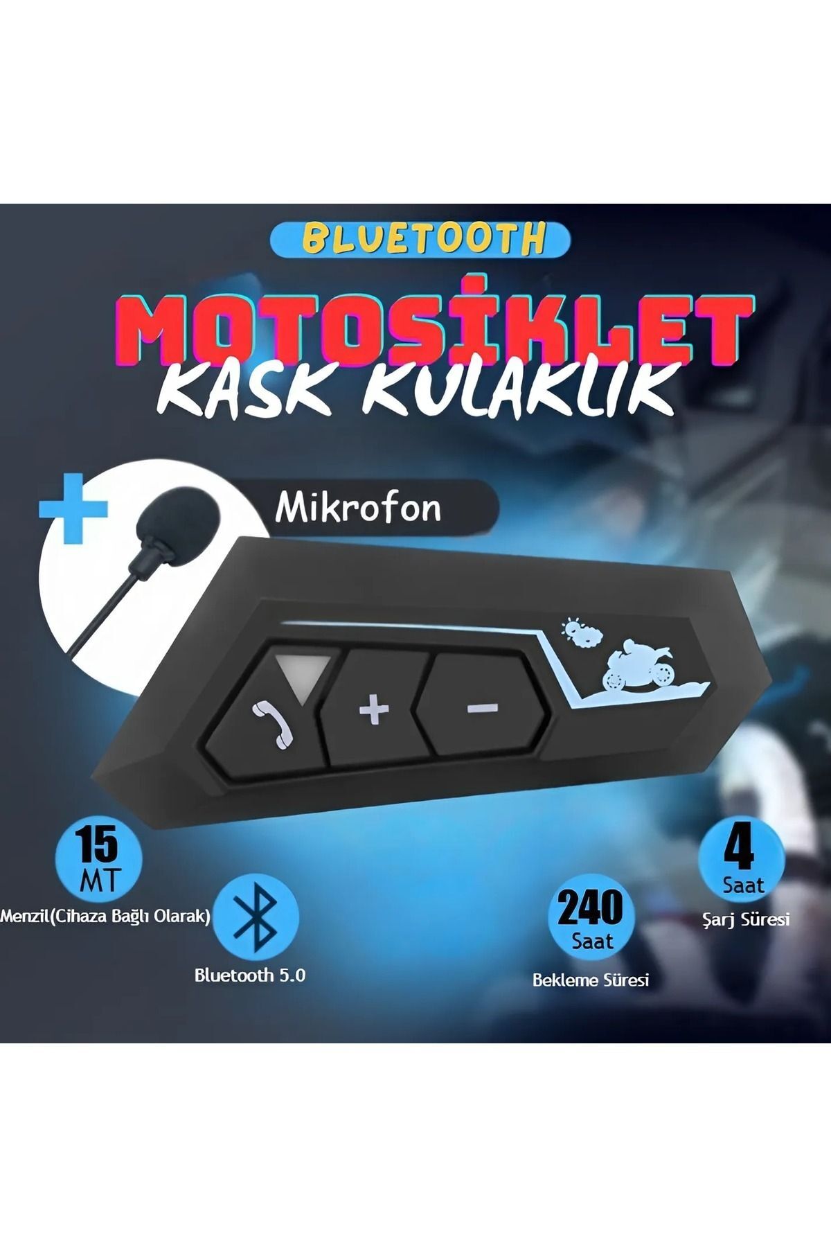 Motorsiklet Kask İçin Kulaklık Bluetooth Mikrofonlu İntercom Su Geçirmez Motor Kurye Kulaklığı