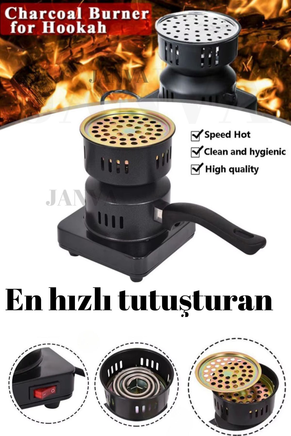 Nargile Kömür Köz hazırlama yakma Kahve Çay mırra makinesi Ocağı Elektirikli Pratik Hızlı 1000w