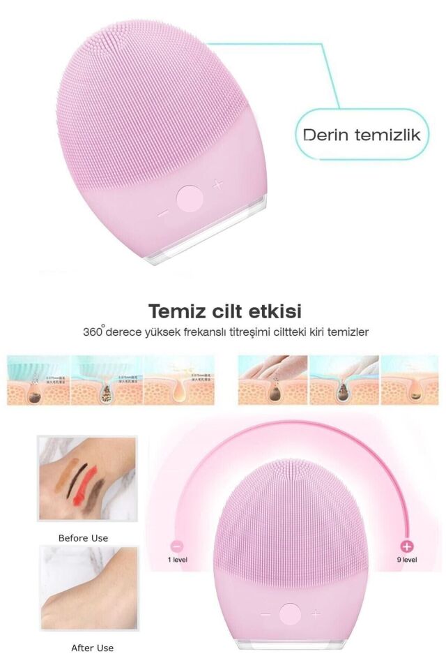 Yeni Nesil Şarjlı Yüz Temizleme Titreşimli Peeling Ve Masaj Cihazı