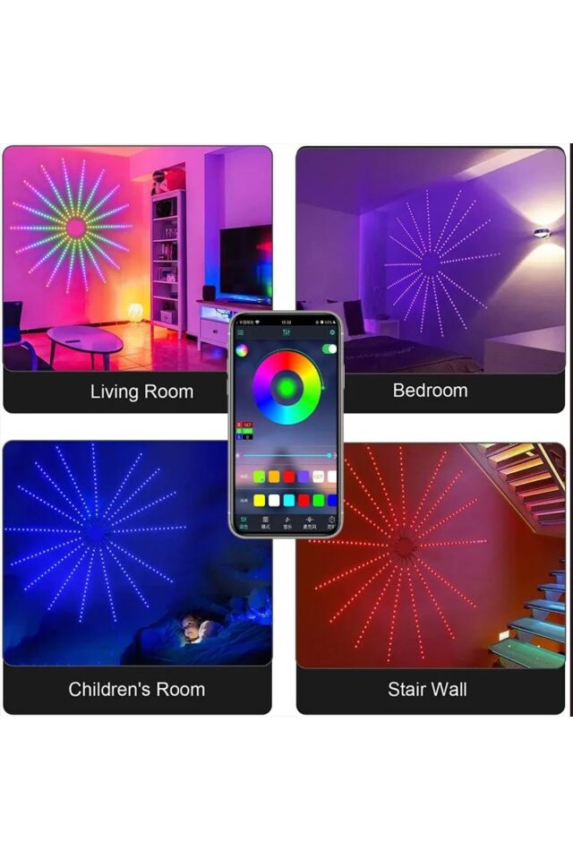 Hava Fişek LED Kumandalı ve Telefon Uyumlu Sese Duyarlı Çok Animasyonlu Işık Çubuğu