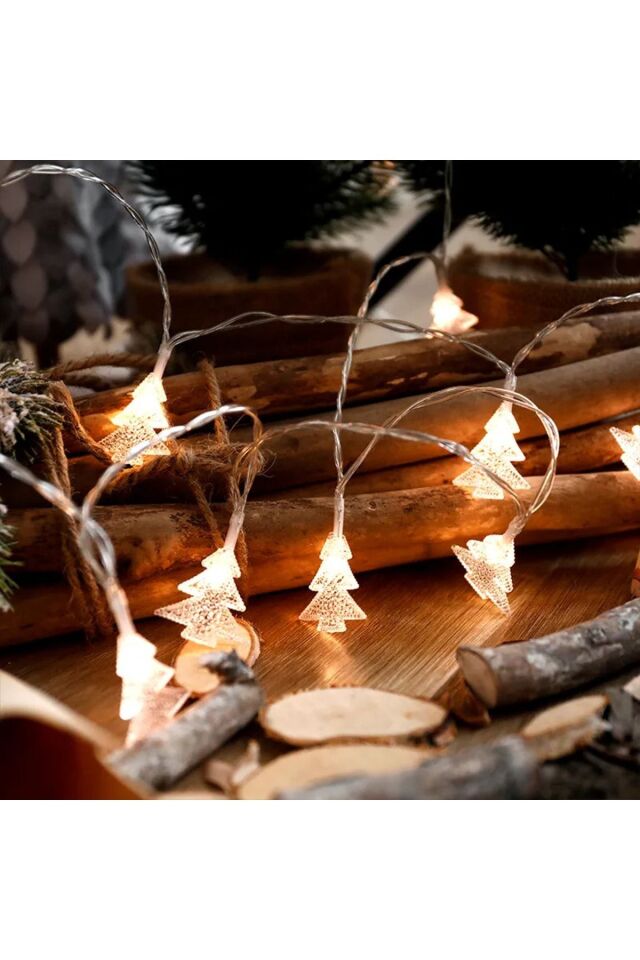 Güneş Enerjili Günışığı Çam Led 10 Metre 25 Çam Led Bahçe Balkon Süsü Dekoratif Aydınlatma Yılbaşı