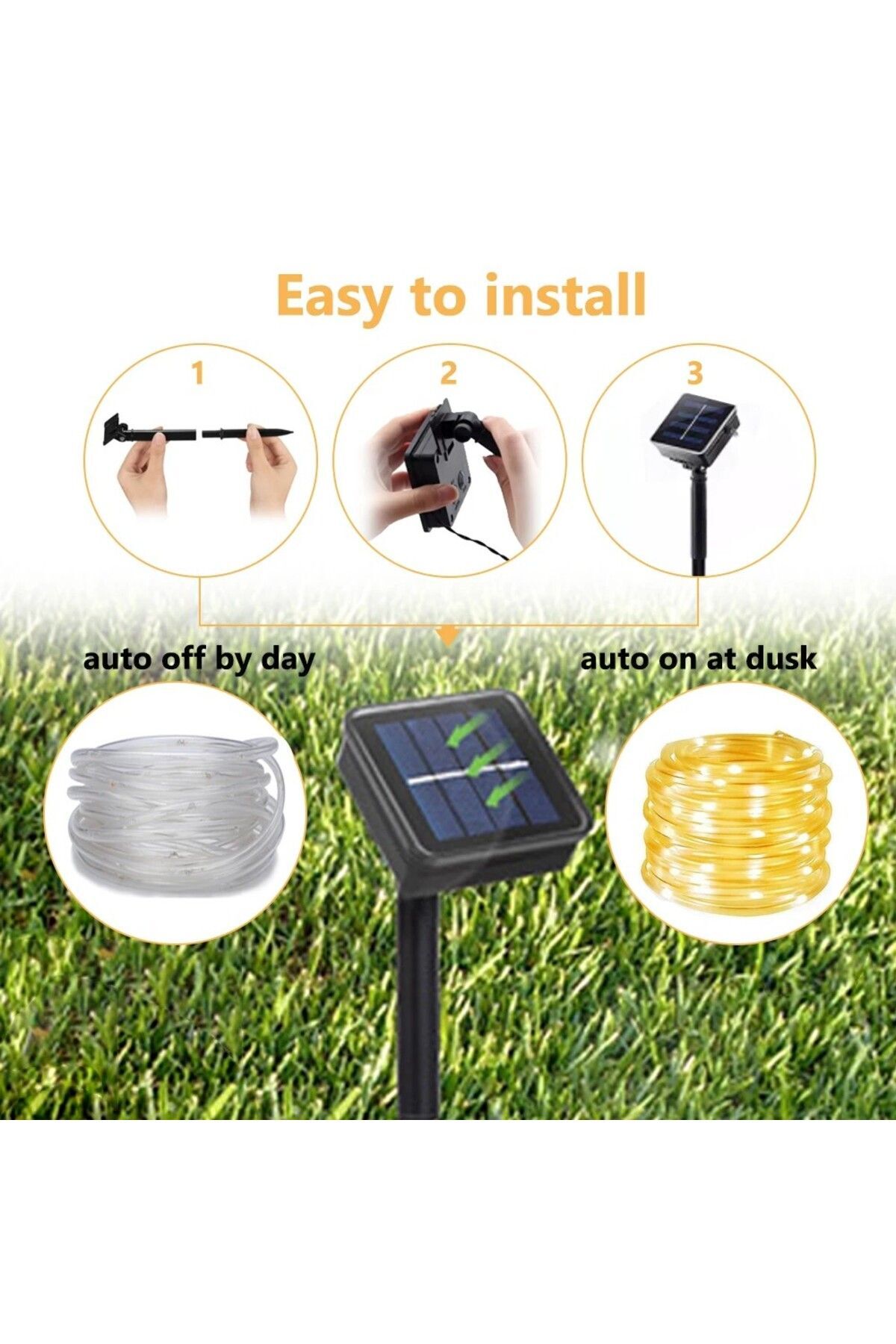 Solar Güneş Enerjili Dış Bahçe 8 Modlu 10metre 100 Led Gün Işığı Aydınlatma