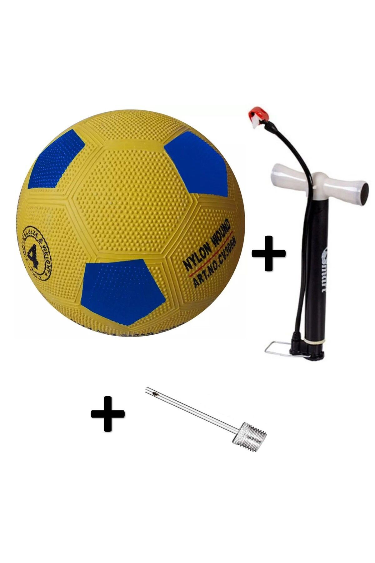 FB  Maç Topu Futbol Topu Kauçuk + Pompa + Şişirme İğnesi Kanarya  Top