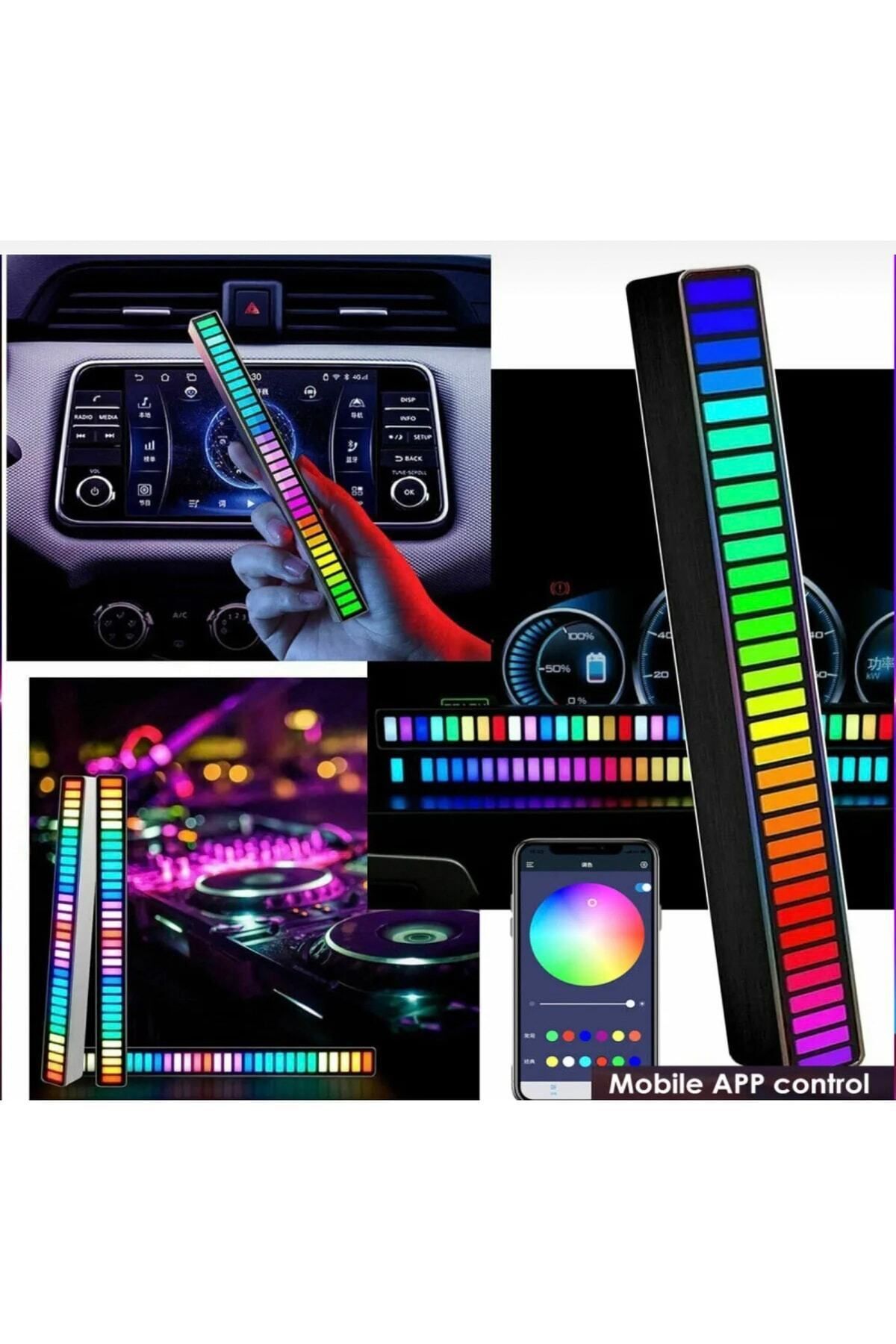 Sese Duyarli Rgb Tasinabilir Ritim Isigı Ambiyans Aydinlatma Ekolayzer Led Us Girisli Led Bar