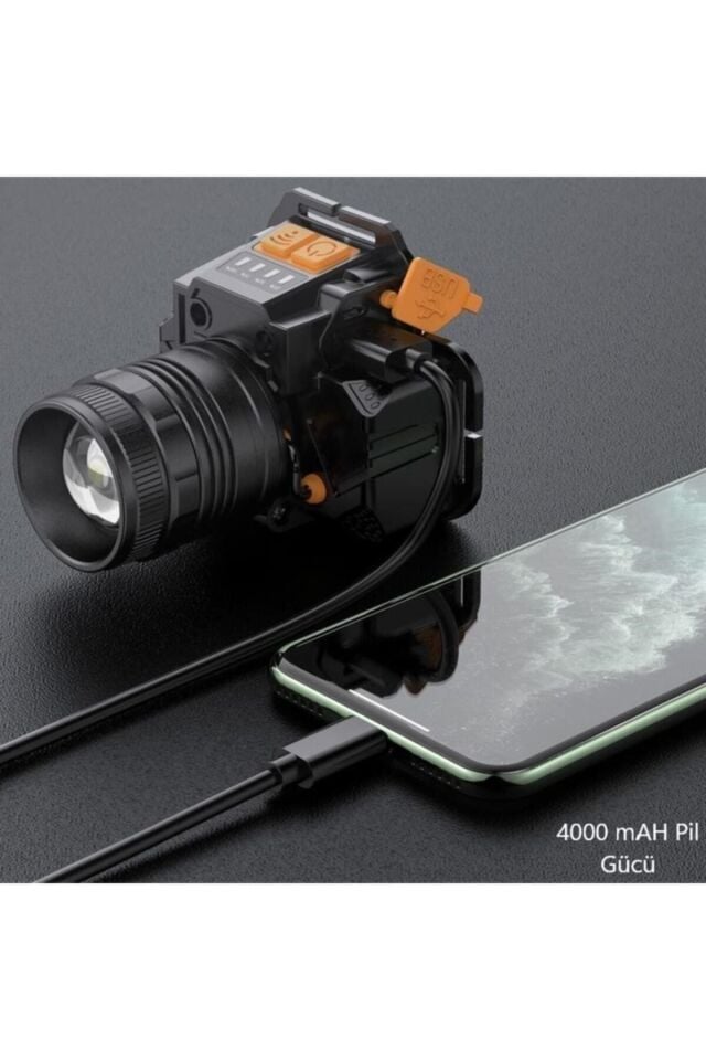 10 W 3 Modlu Şarjlı Powerbank Özellikli Kafa Lambası Zoom Özellikli