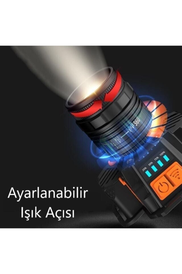 10 W 3 Modlu Şarjlı Powerbank Özellikli Kafa Lambası Zoom Özellikli