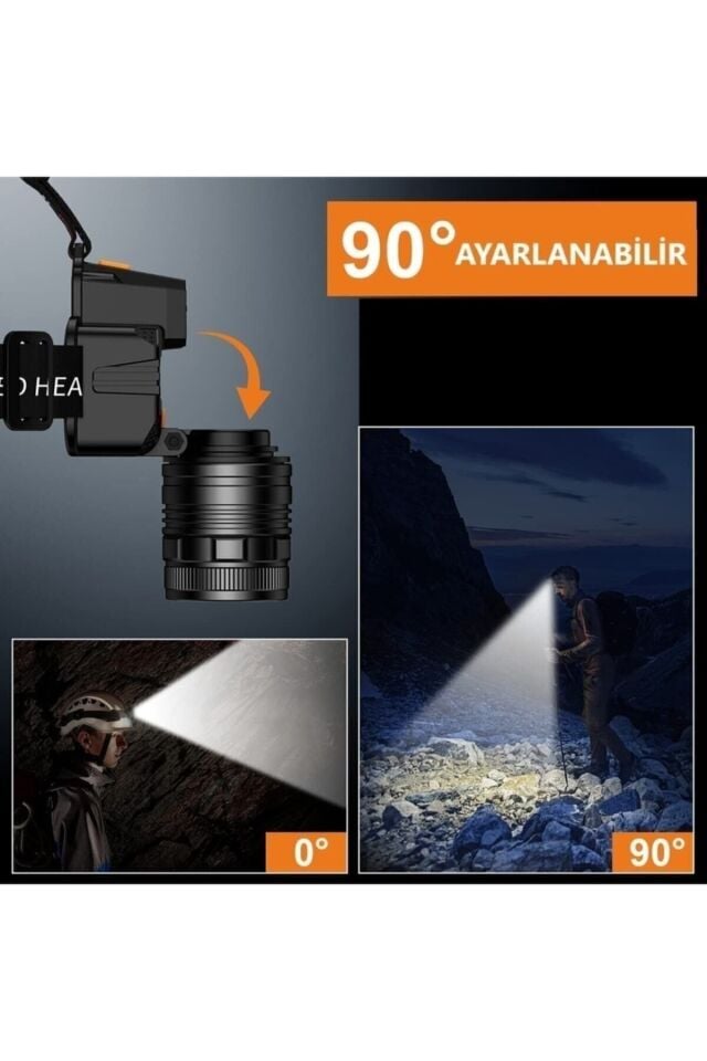 10 W 3 Modlu Şarjlı Powerbank Özellikli Kafa Lambası Zoom Özellikli