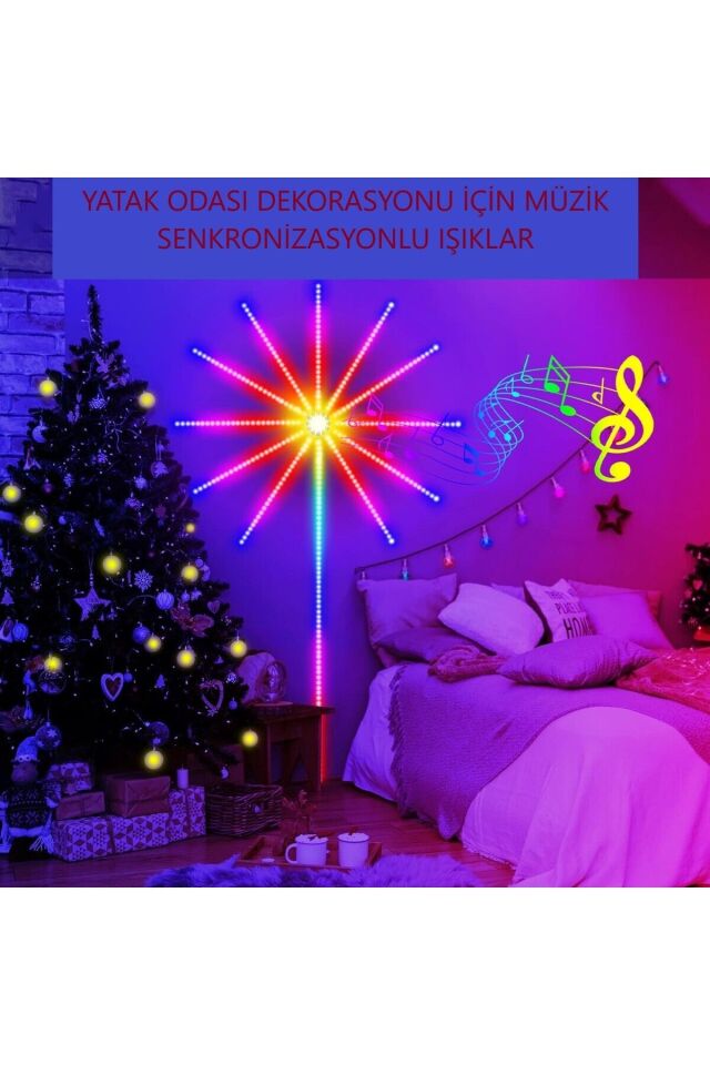 Yıldız LED Kumandalı ve Telefon Uyumlu Sese Duyarlı Çok Animasyonlu Işık Çubuğu Meteor