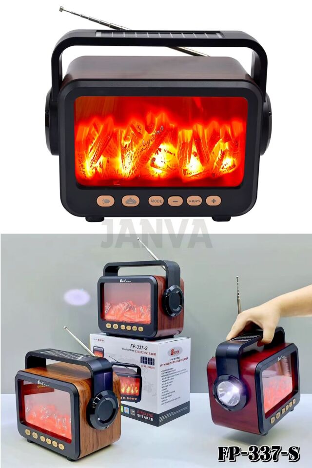 Özel Gün Hediyesi Şömine Görünümlü Nostaljik Radyo bluetoothUsb Şarjlı Değişebilir pilli Lambalı