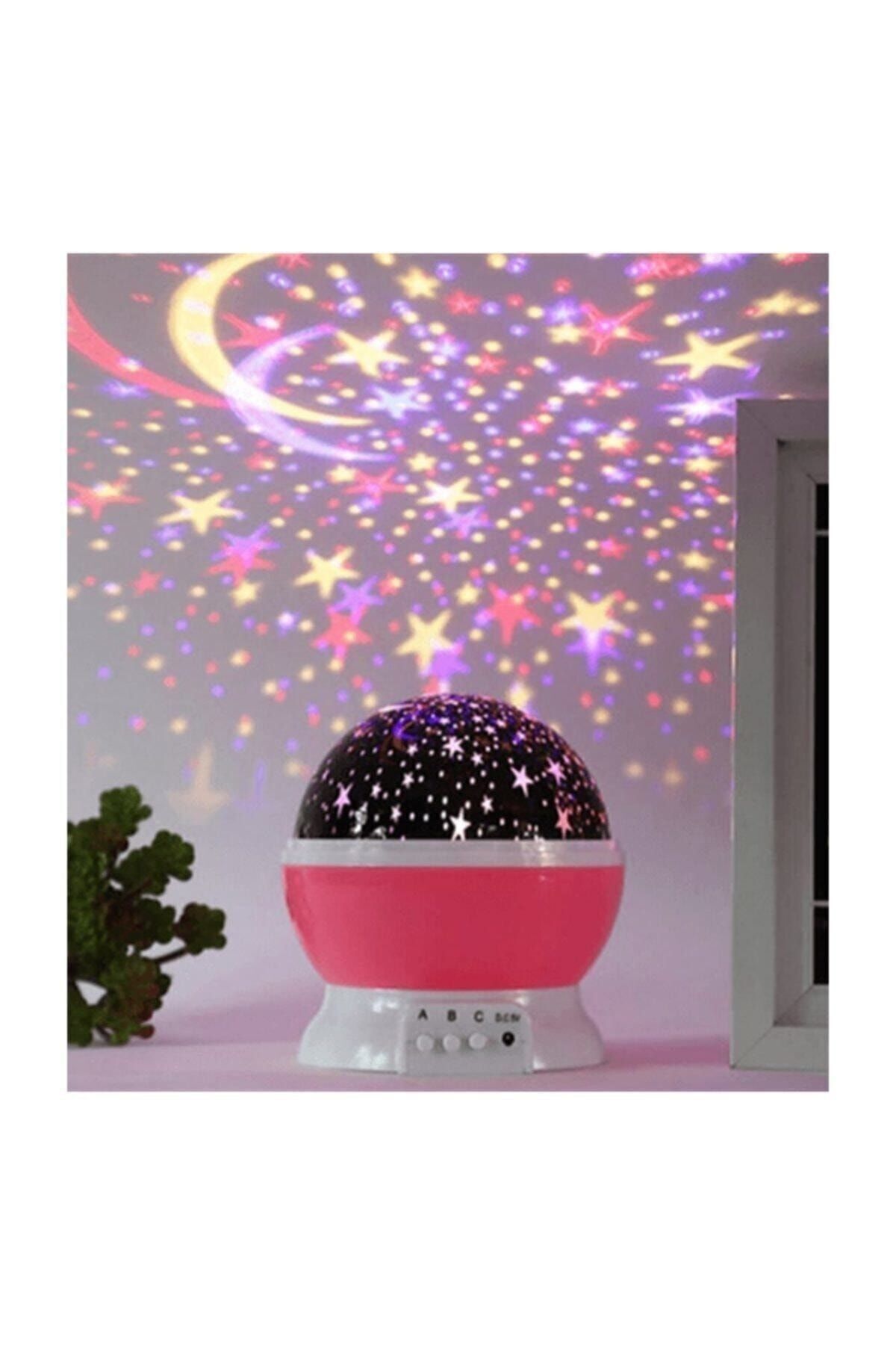 Dönen Projeksiyon Gece Lambası Star Master Ay Yıldız Led - Pembe