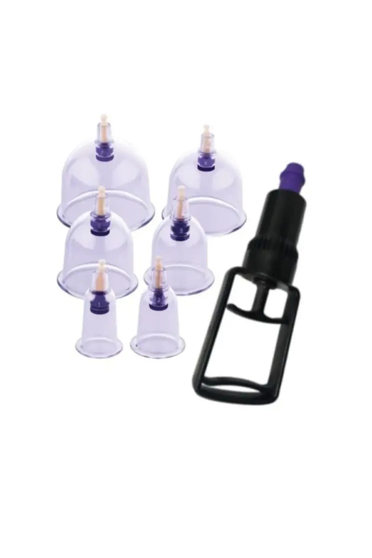 6lı Kupa Çekme Seti Vakumlu Masaj Aleti Hacamat Pompalı Selüloit Çatlak Giderici