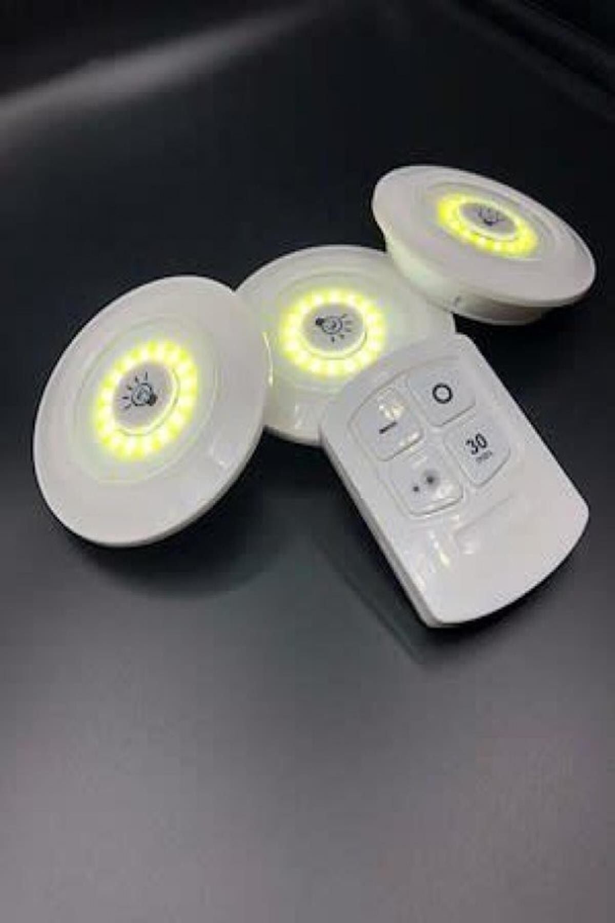Uzaktan Kumandalı Kablosuz 3'lü Led Spot Lambalar 3 Led+1 Kumanda