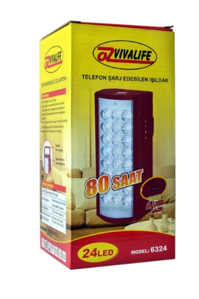Telefon Şarj Edebilen Şarjlı Işıldak 24 Led Usb 80 Saat Kesintisiz Işık (4906)